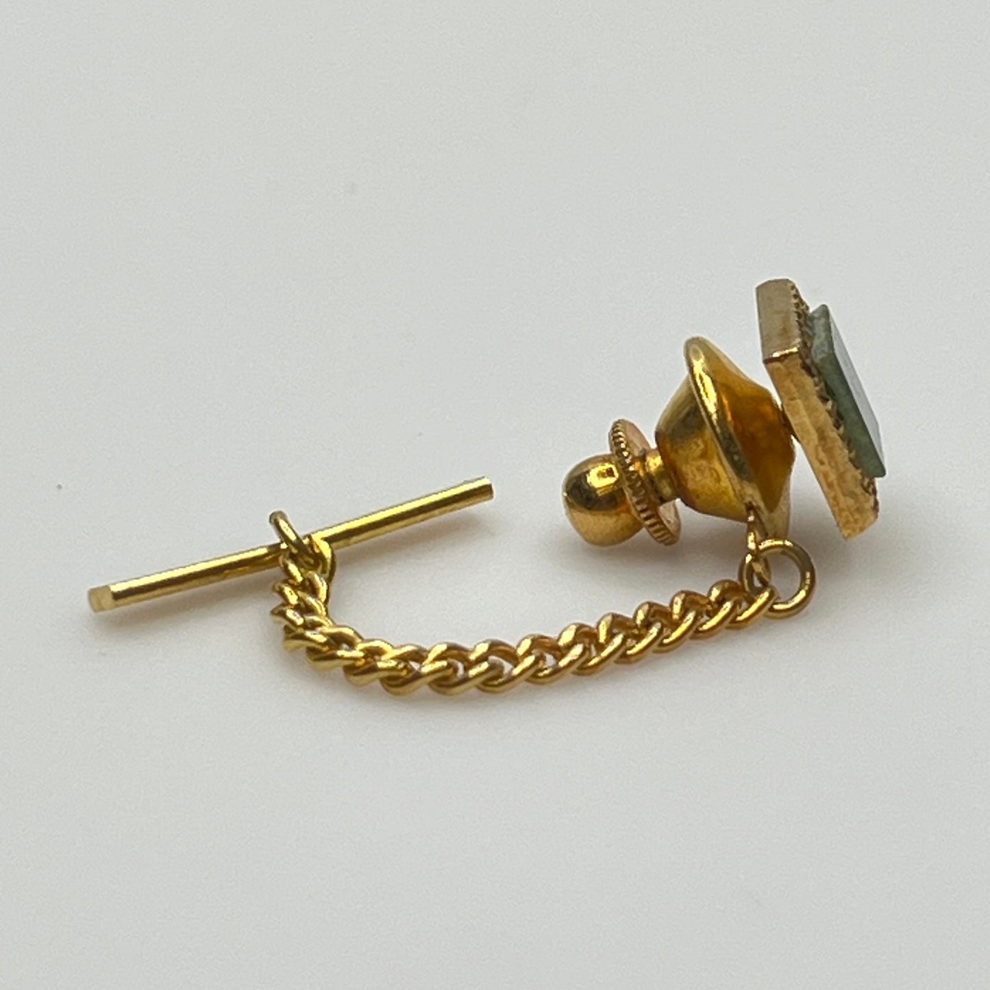 Men’s Abalone Cufflinks & Jade Tie Tack Set – Swank – 1960s Original Boxed Set