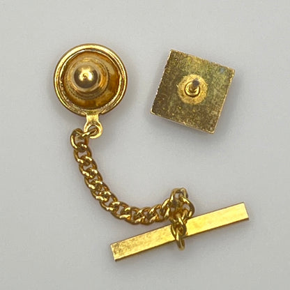 Men’s Abalone Cufflinks & Jade Tie Tack Set – Swank – 1960s Original Boxed Set