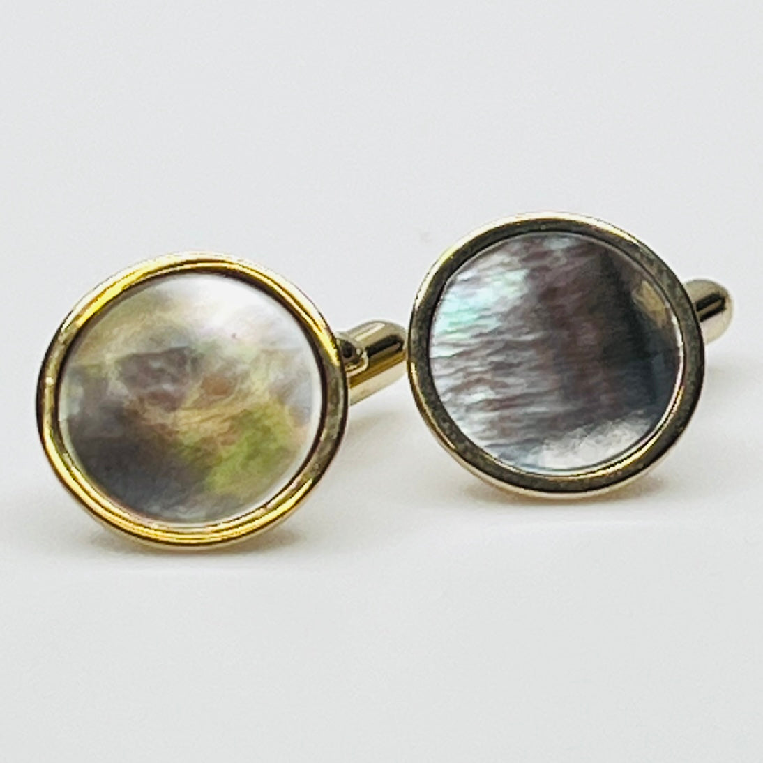 Men’s Abalone Cufflinks & Jade Tie Tack Set – Swank – 1960s Original Boxed Set