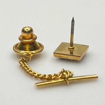 Men’s Abalone Cufflinks & Jade Tie Tack Set – Swank – 1960s Original Boxed Set