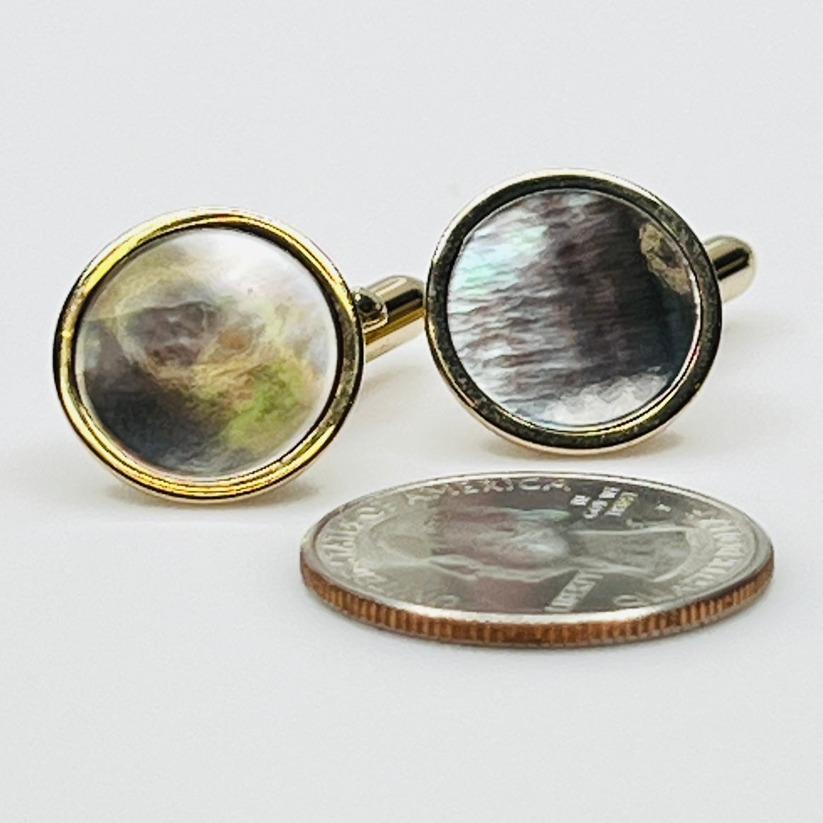 Men’s Abalone Cufflinks & Jade Tie Tack Set – Swank – 1960s Original Boxed Set