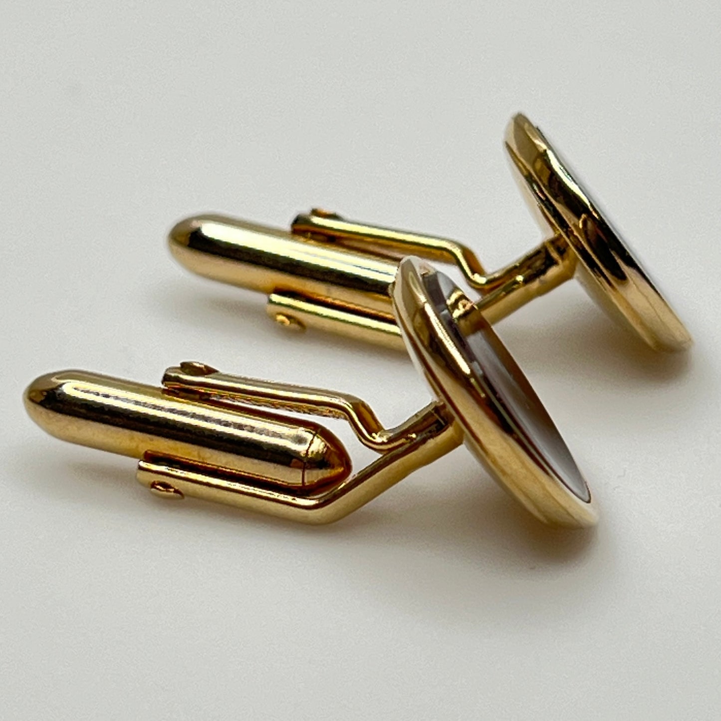 Men’s Abalone Cufflinks & Jade Tie Tack Set – Swank – 1960s Original Boxed Set