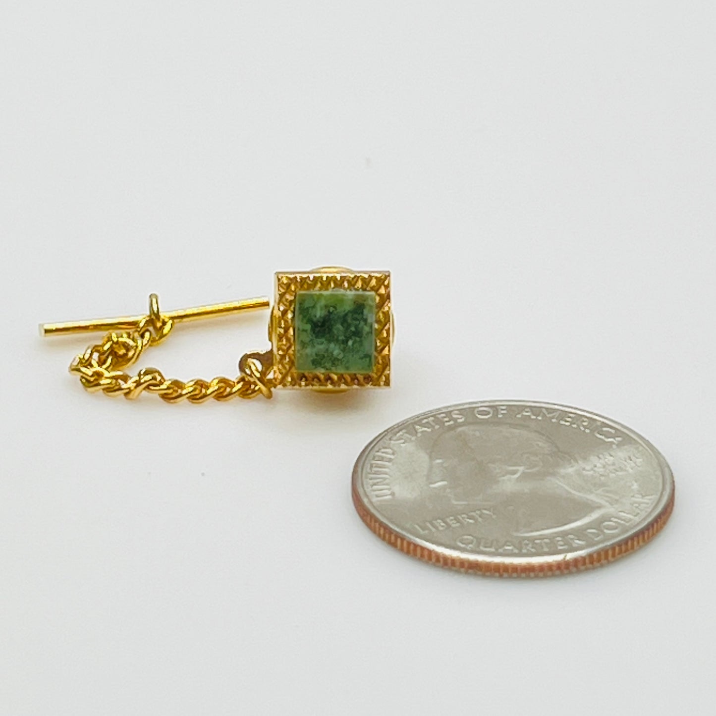 Men’s Abalone Cufflinks & Jade Tie Tack Set – Swank – 1960s Original Boxed Set