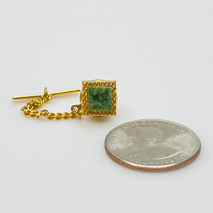 Men’s Abalone Cufflinks & Jade Tie Tack Set – Swank – 1960s Original Boxed Set