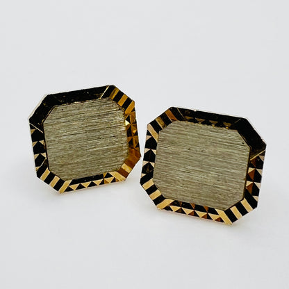 Vintage Swank gold and silver-tone cufflinks with octagonal geometric design