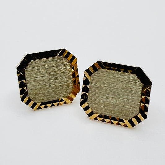 Vintage Swank gold and silver-tone cufflinks with octagonal geometric design