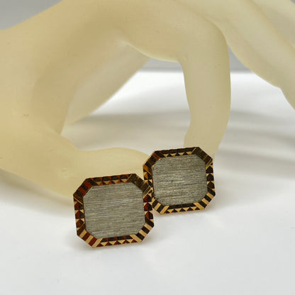 Vintage Swank gold and silver-tone cufflinks with octagonal geometric design