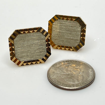 Vintage Swank gold and silver-tone cufflinks with octagonal geometric design