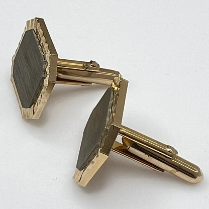 Vintage Swank gold and silver-tone cufflinks with octagonal geometric design