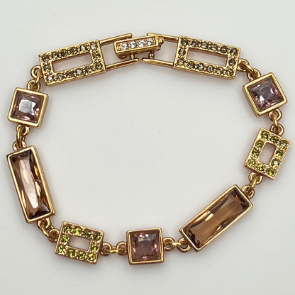 Swarovski crystal link bracelet laid flat showing geometric design