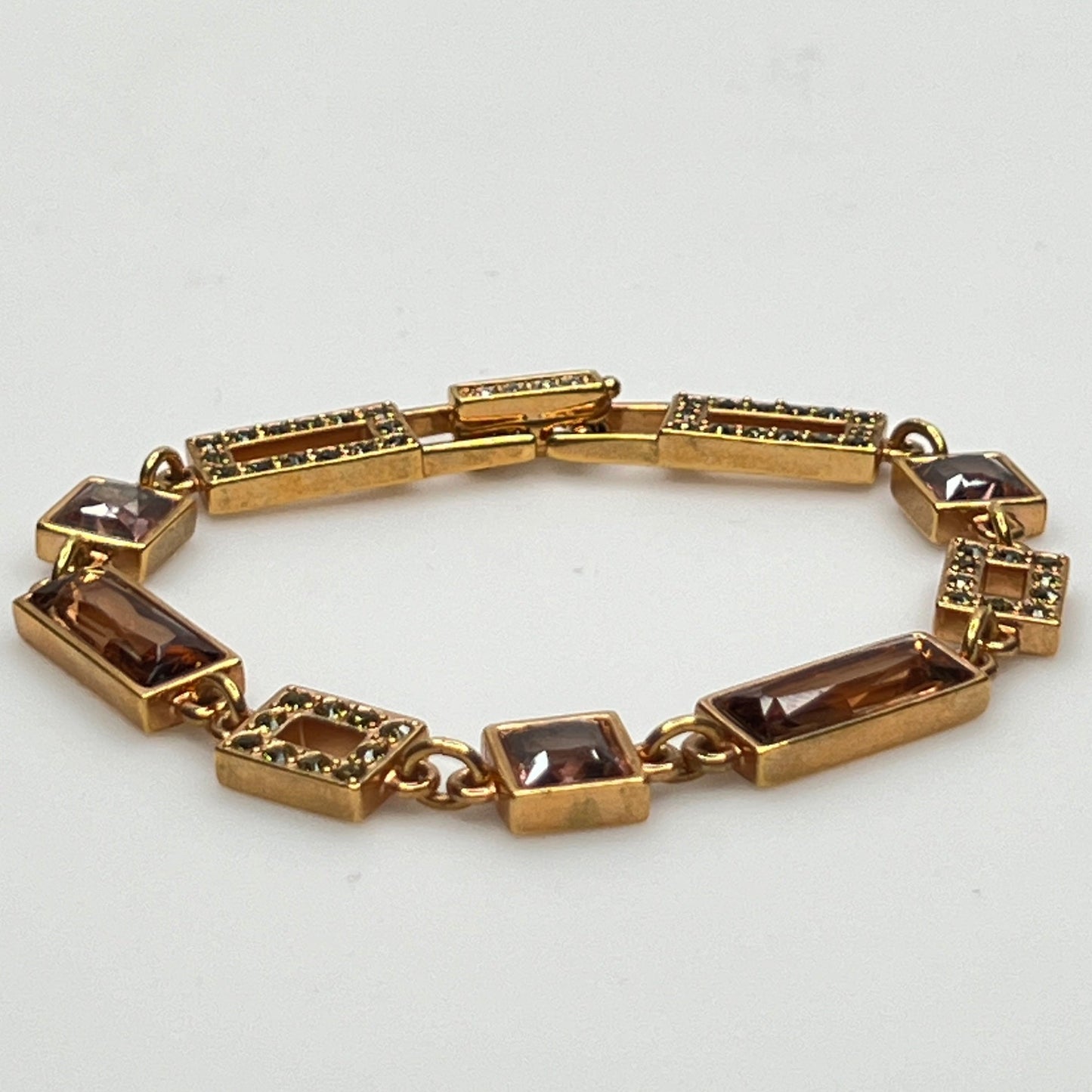 Swarovski crystal link bracelet laid flat showing geometric design