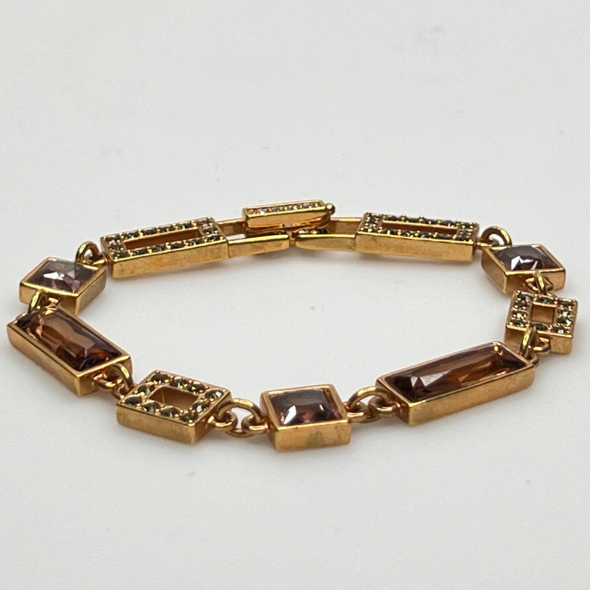 Swarovski crystal link bracelet laid flat showing geometric design