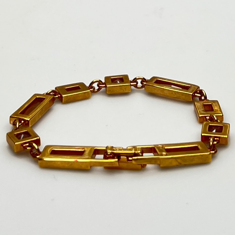 Swarovski crystal link bracelet laid flat showing geometric design