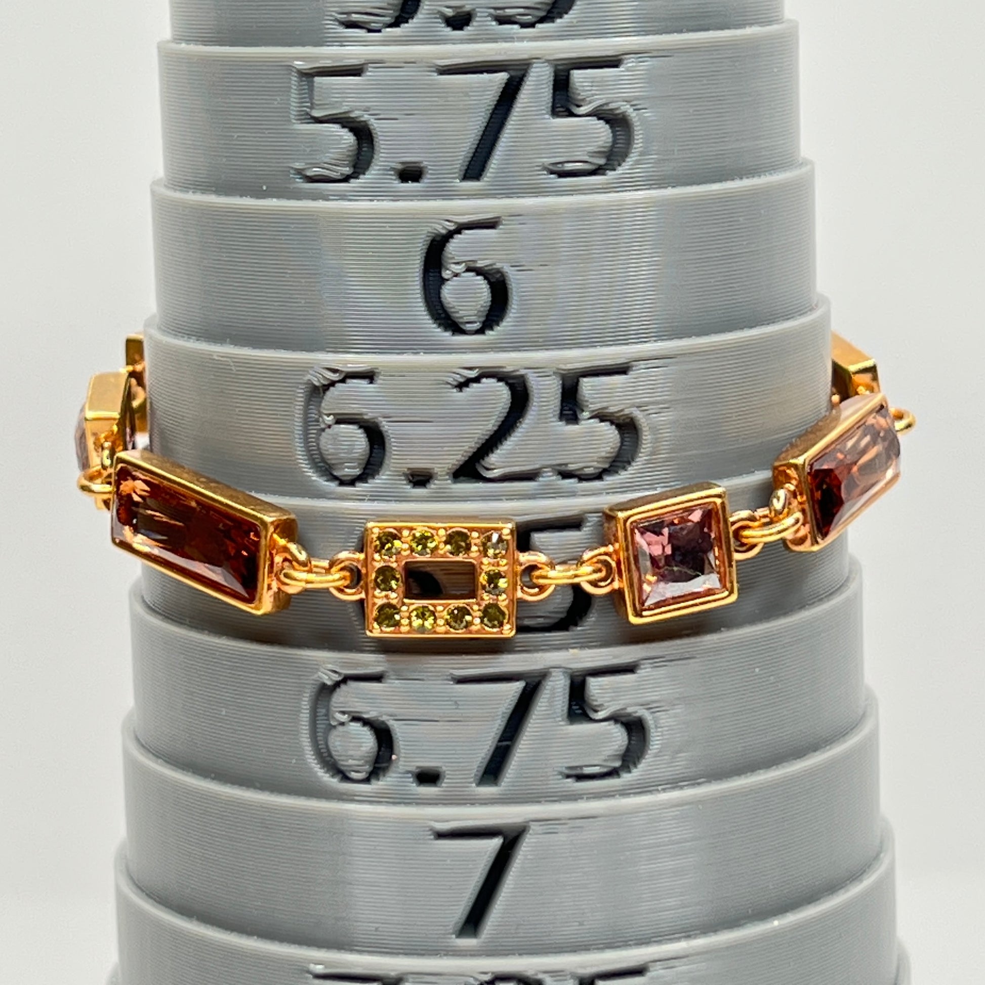 Swarovski crystal link bracelet lon bracelet mandrel to show size