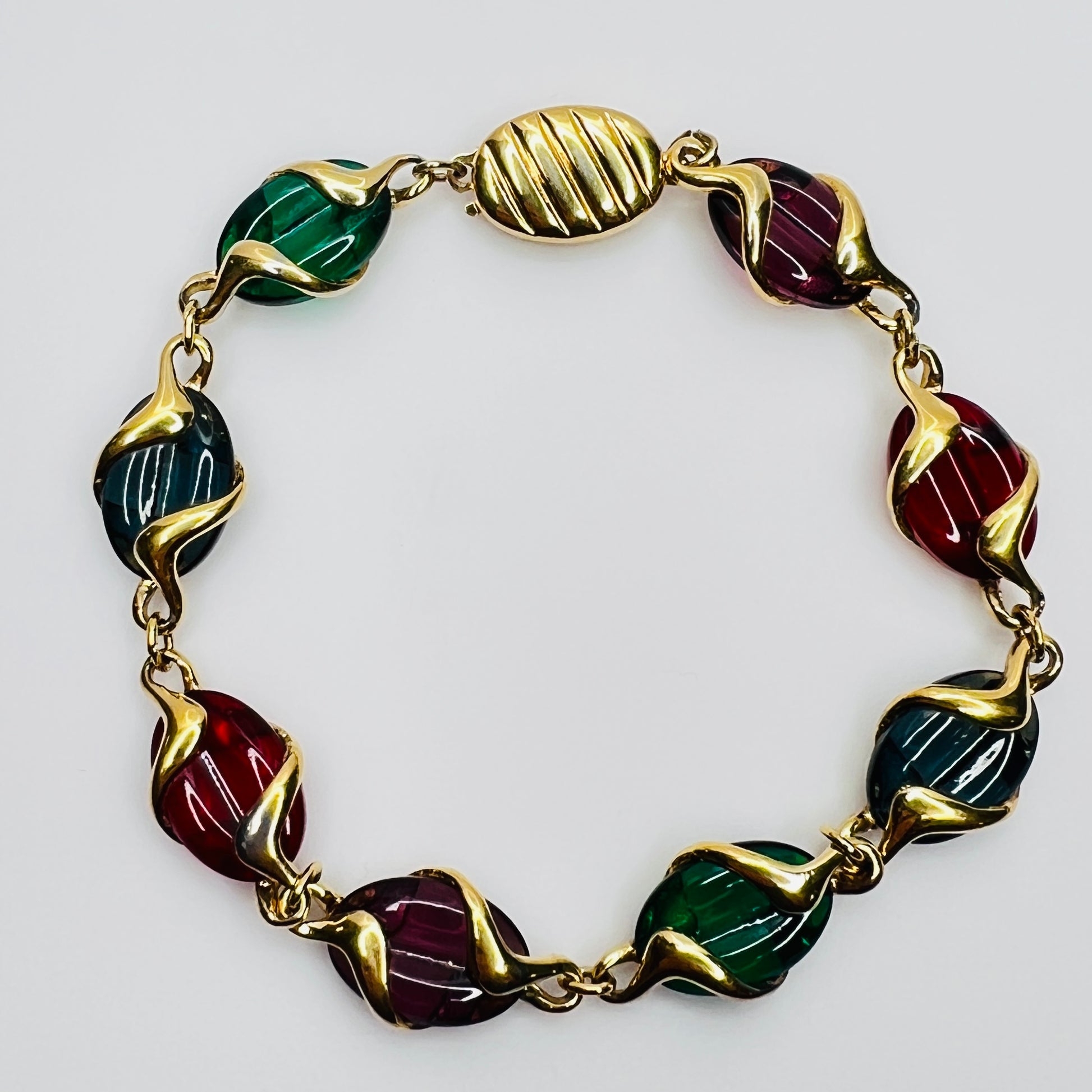 1980s Swarovski bracelet with jewel-tone crystals and box clasp