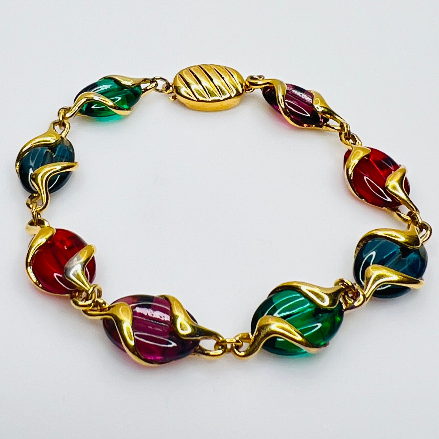 1980s Swarovski bracelet with jewel-tone crystals and box clasp