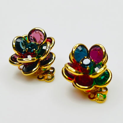 Swarovski clip-on earrings in floral crystal cluster design