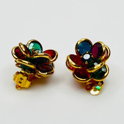 Swarovski clip-on earrings in floral crystal cluster design