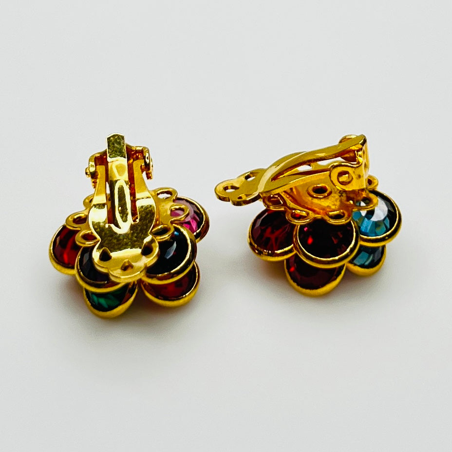 Swarovski clip-on earrings in floral crystal cluster design