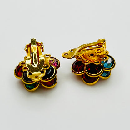 Swarovski clip-on earrings in floral crystal cluster design