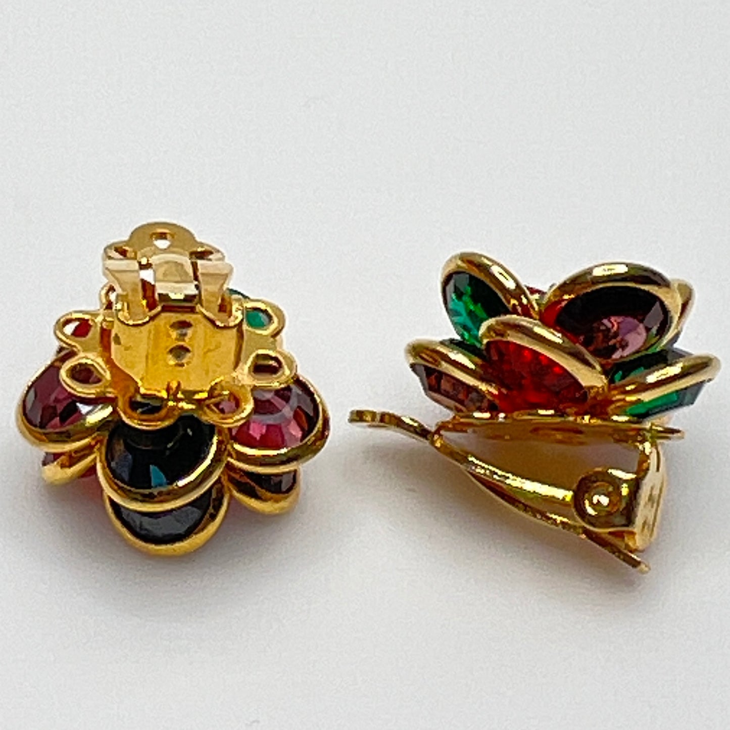 Matching Swarovski clip-on earrings in floral crystal cluster design