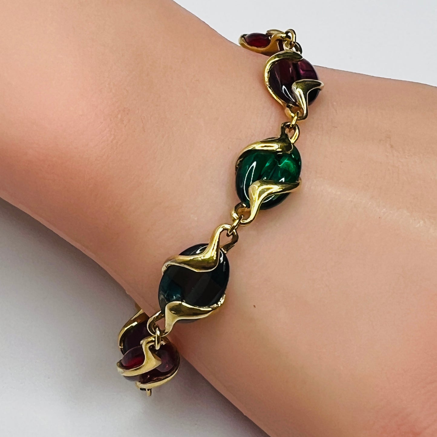 1980s Swarovski bracelet with jewel-tone crystals and box clasp