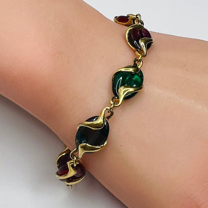 1980s Swarovski bracelet with jewel-tone crystals and box clasp