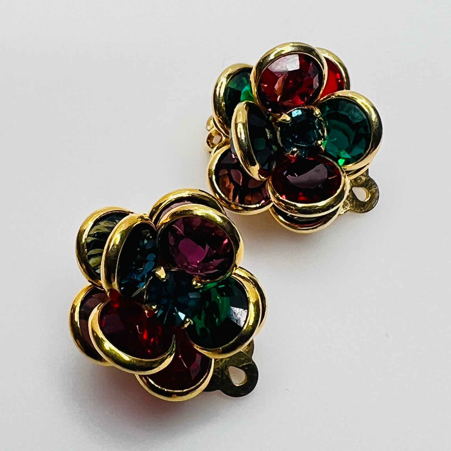 Matching Swarovski clip-on earrings in floral crystal cluster design