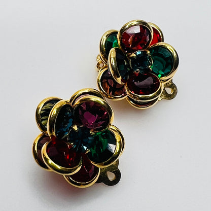 Matching Swarovski clip-on earrings in floral crystal cluster design