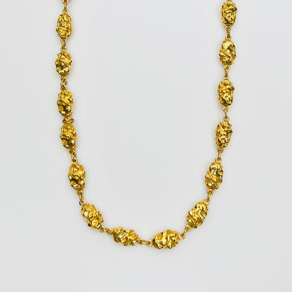 Trifari nugget chain necklace spring ring clasp detail gold tone