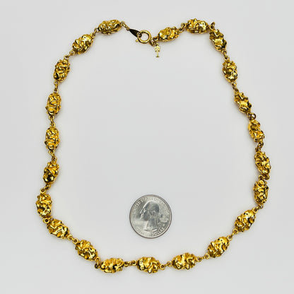 Trifari nugget chain necklace spring ring clasp detail gold tone