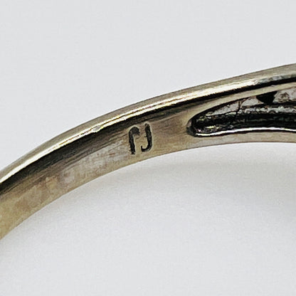 Vintage 10K white gold ring showing J and inverted J maker's marks