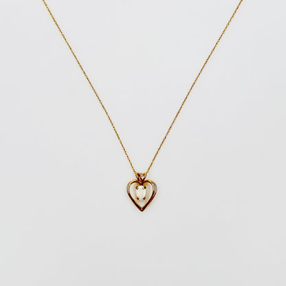 Vintage 14K gold opal heart pendant necklace delicate chain