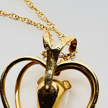 Back of pendant showing 14K PPC stamp vintage necklace