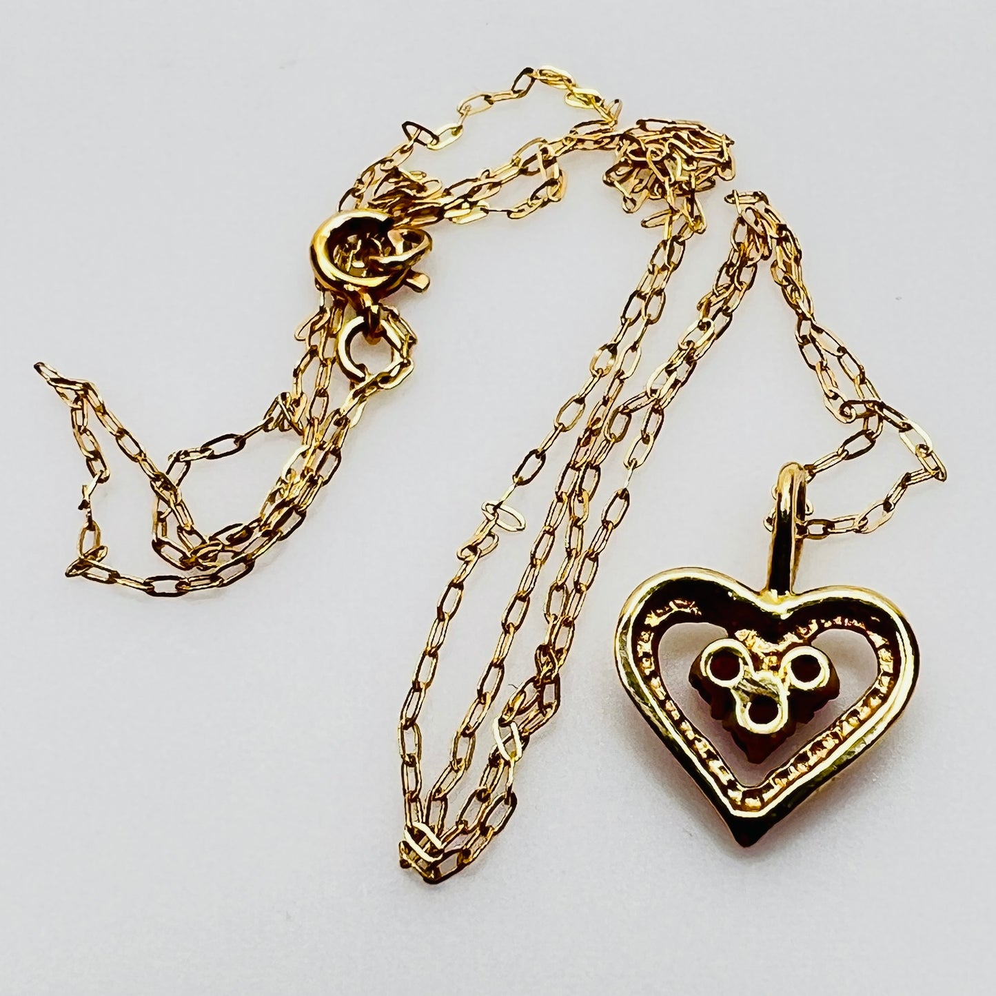 14k gold ruby heart pendant necklace delicate vintage design