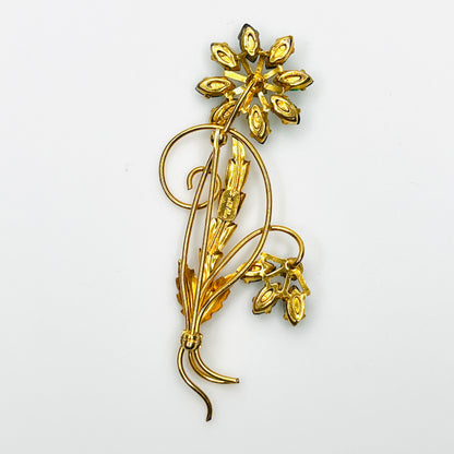 Reverse of vintage Michaelson & Sons floral brooch showing construction and pin clasp