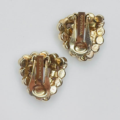 Back view of signed Continental gold-tone clip-on earrings.