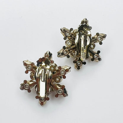 Back view of vintage white milk glass clip-on earrings.