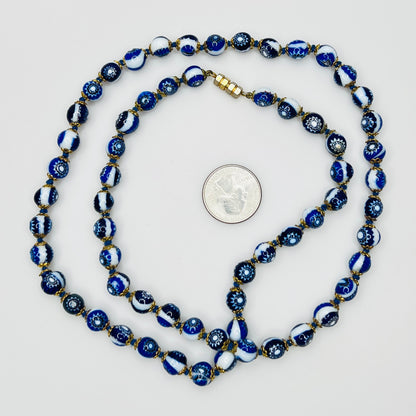 Murano millefiori bead necklace with coin for scale