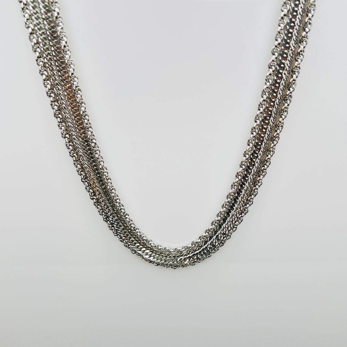 Vintage silver multi strand chain necklace with layered chains
