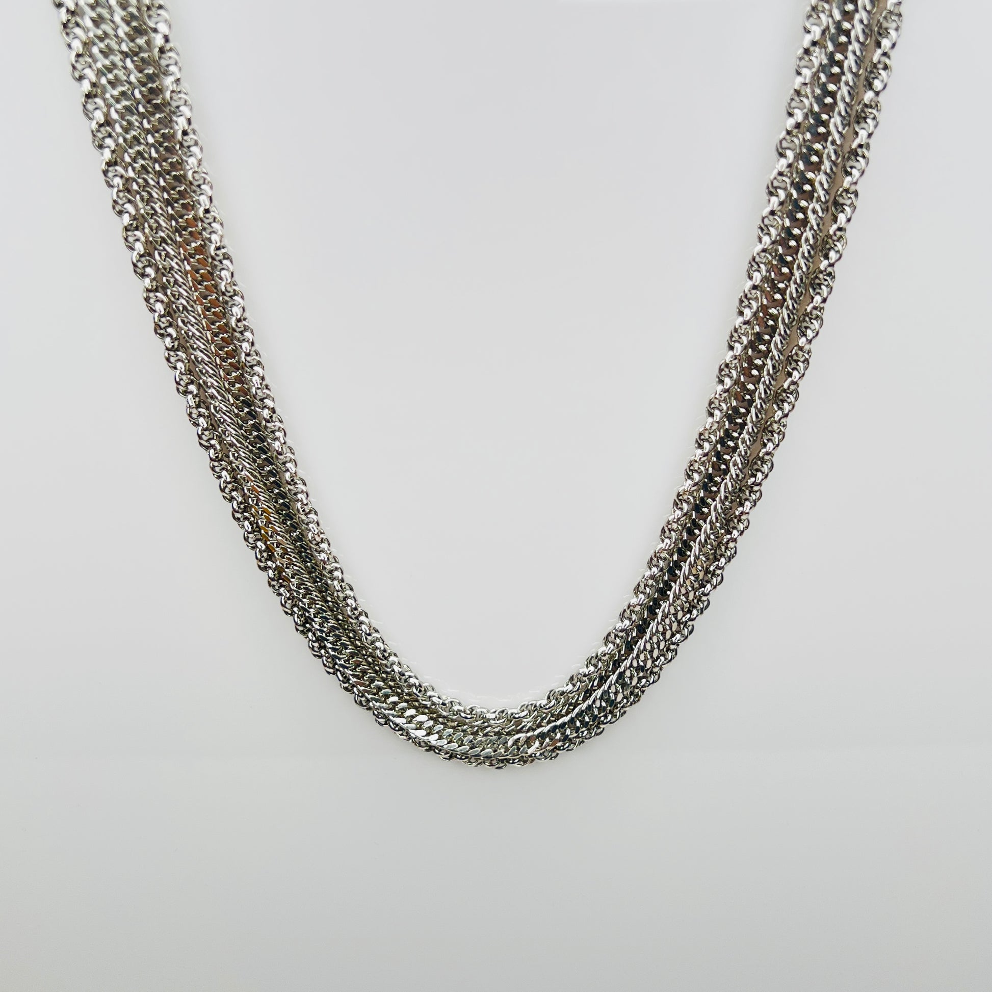 Vintage silver multi strand chain necklace with layered chains