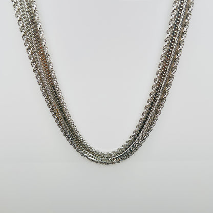 Vintage silver multi strand chain necklace with layered chains