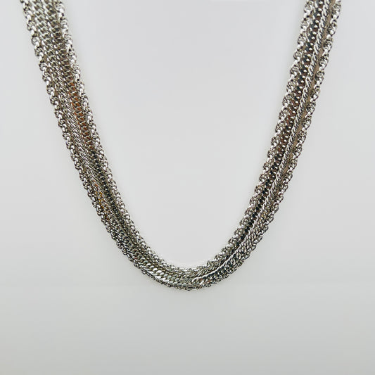 Vintage silver multi strand chain necklace with layered chains