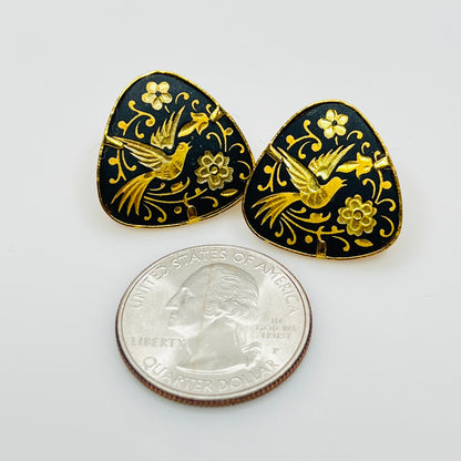 Vintage damascene studs with quarter for size reference