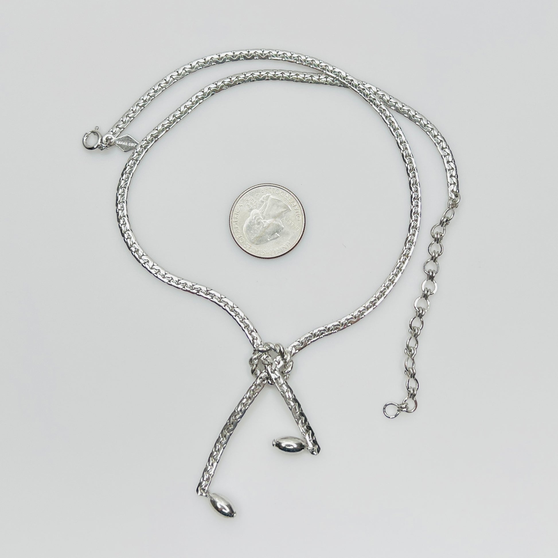 Full view of Sarah Coventry necklace with extender chain