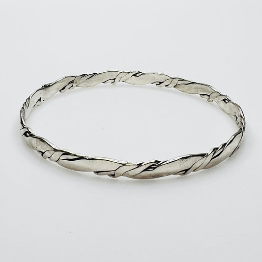 Vintage artisan sterling silver twisted bangle bracelet