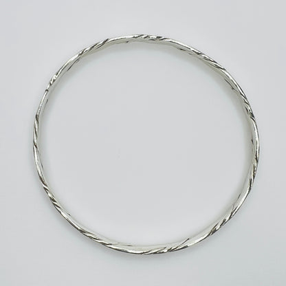 Vintage artisan sterling silver twisted bangle bracelet