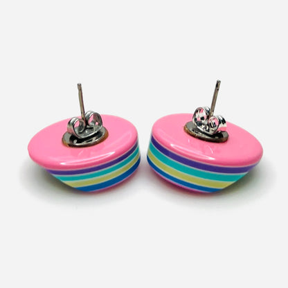 Back view of vintage 1980s resin stud earrings with butterfly backs
