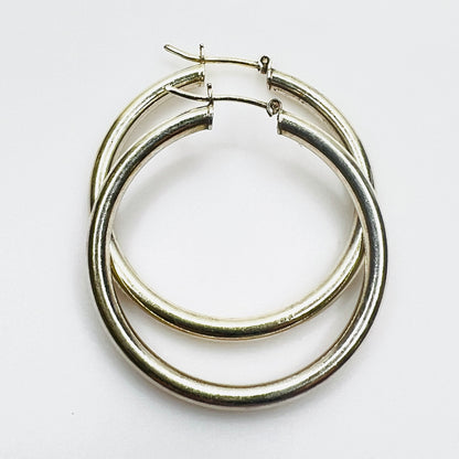 Vintage Italian sterling silver hoop earrings with hinged post closures