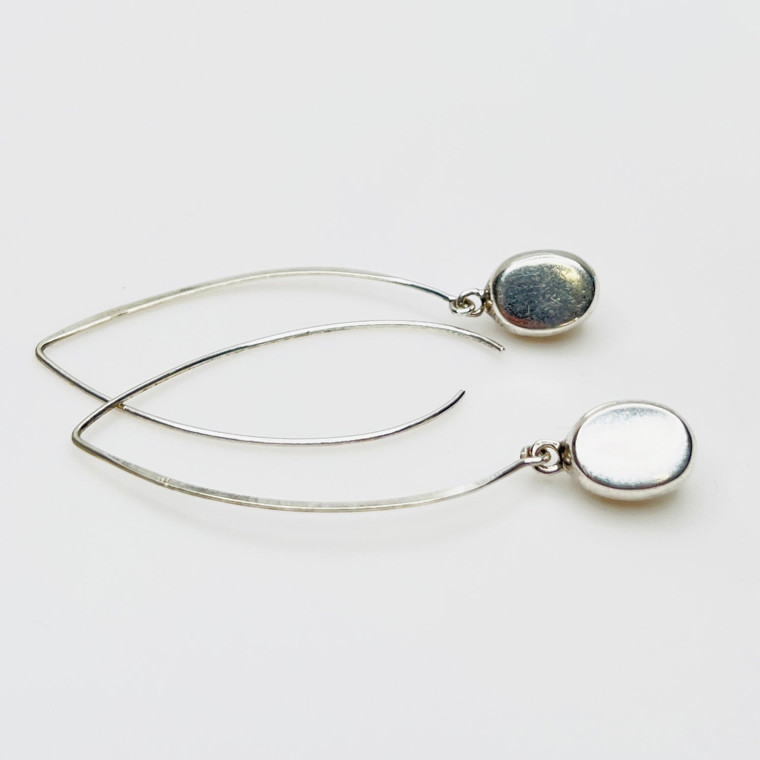Vintage minimalist silver dangle earrings with surgical steel ear wires